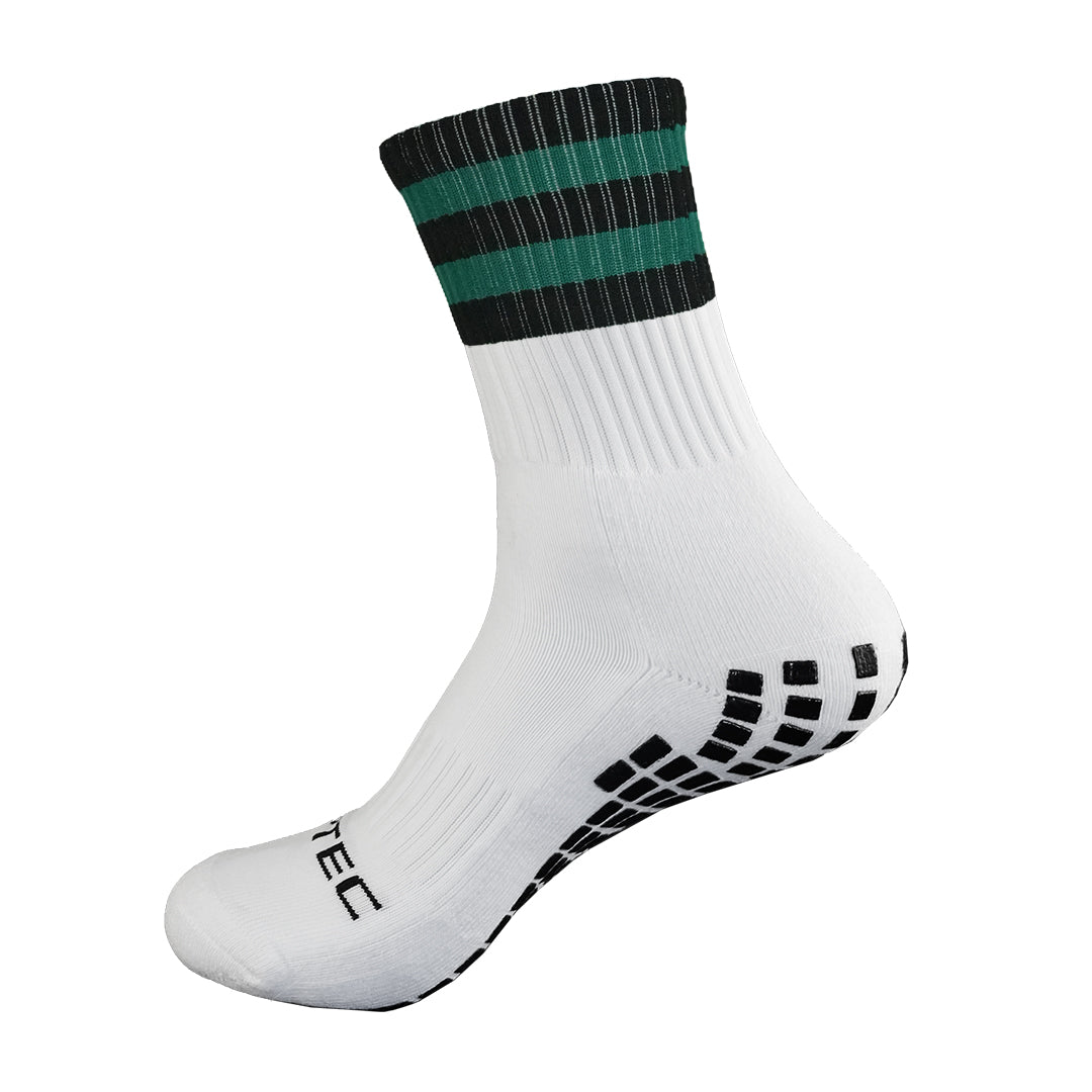 GRIPTEC Grip Socks – Black & Green Gaelic Games socks side view