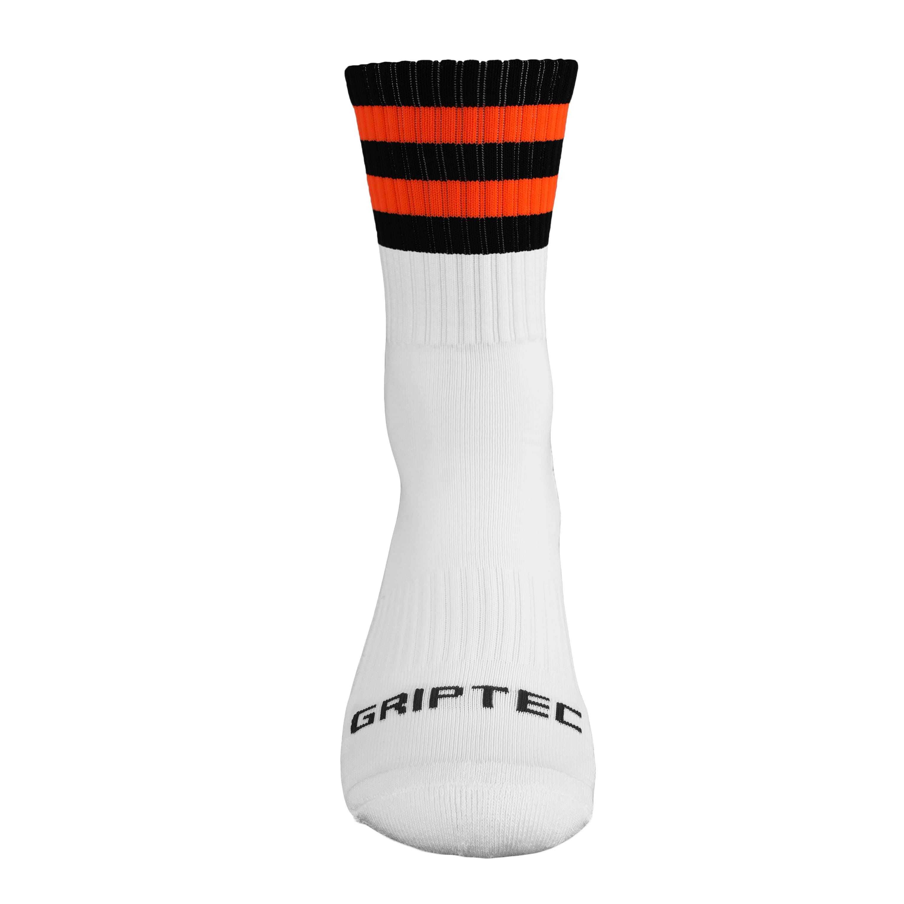 GRIPTEC Grip Socks – Black & Orange Gaelic Games socks front view