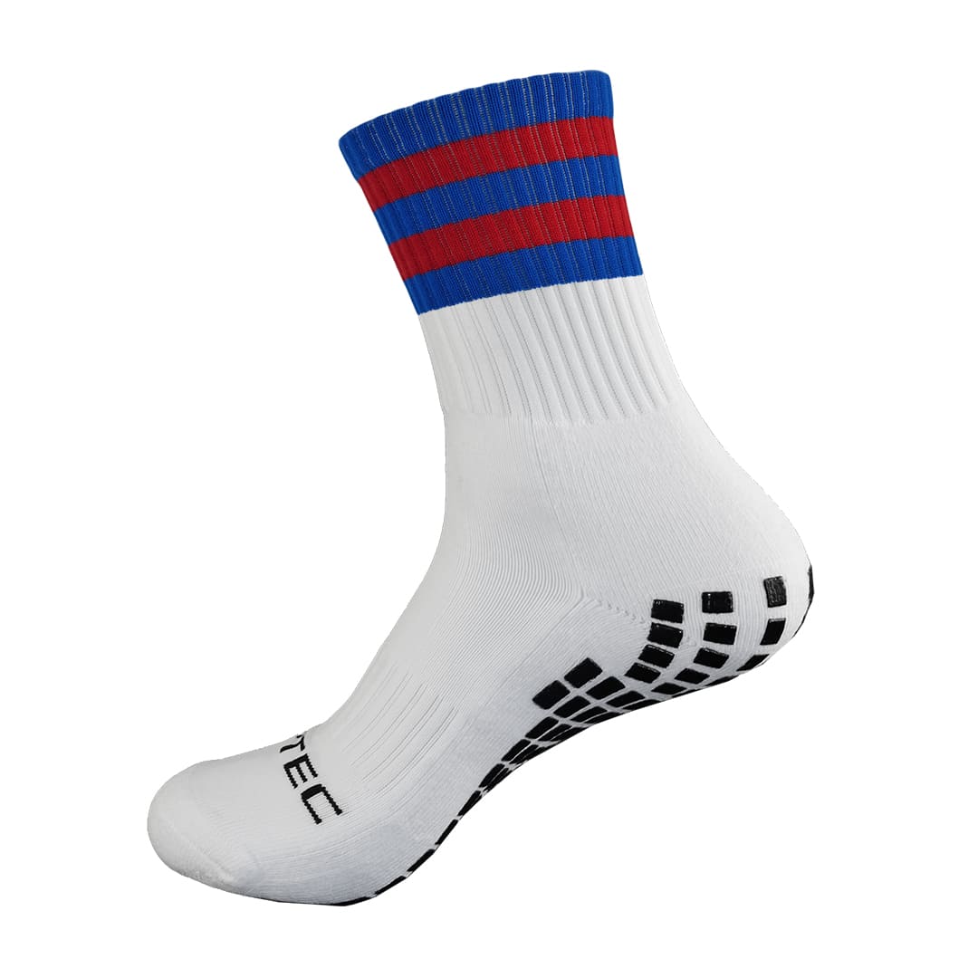 GRIPTEC Grip Socks – Blue & Red Gaelic Games socks side view