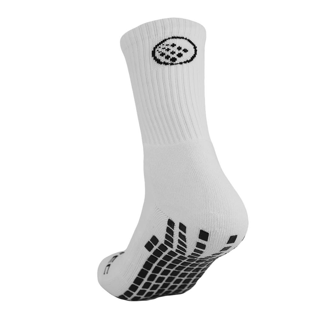 Griptec full length grip socks white for soccer and other sports back view