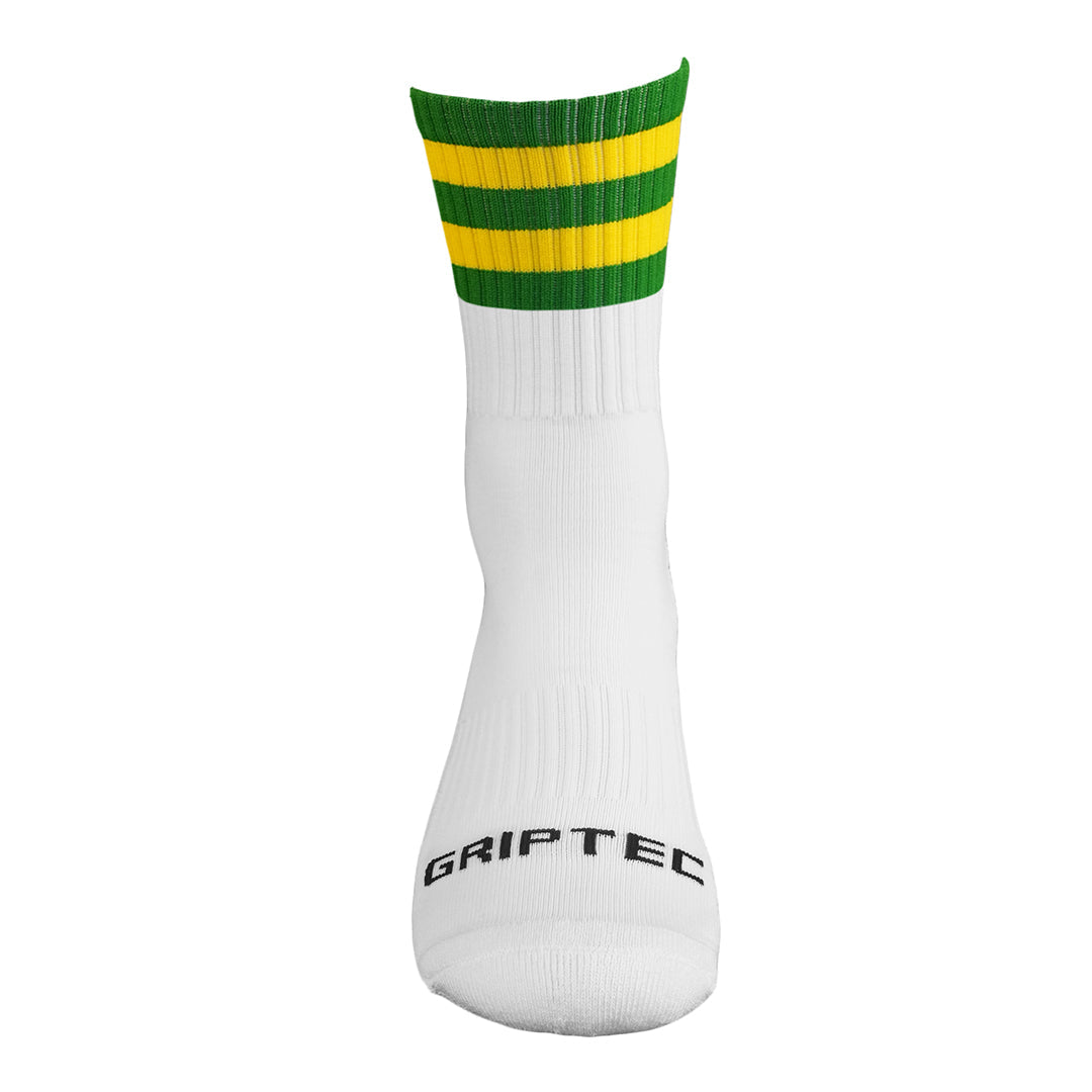 GRIPTEC Grip Socks – Green & Gold Gaelic Games socks front view