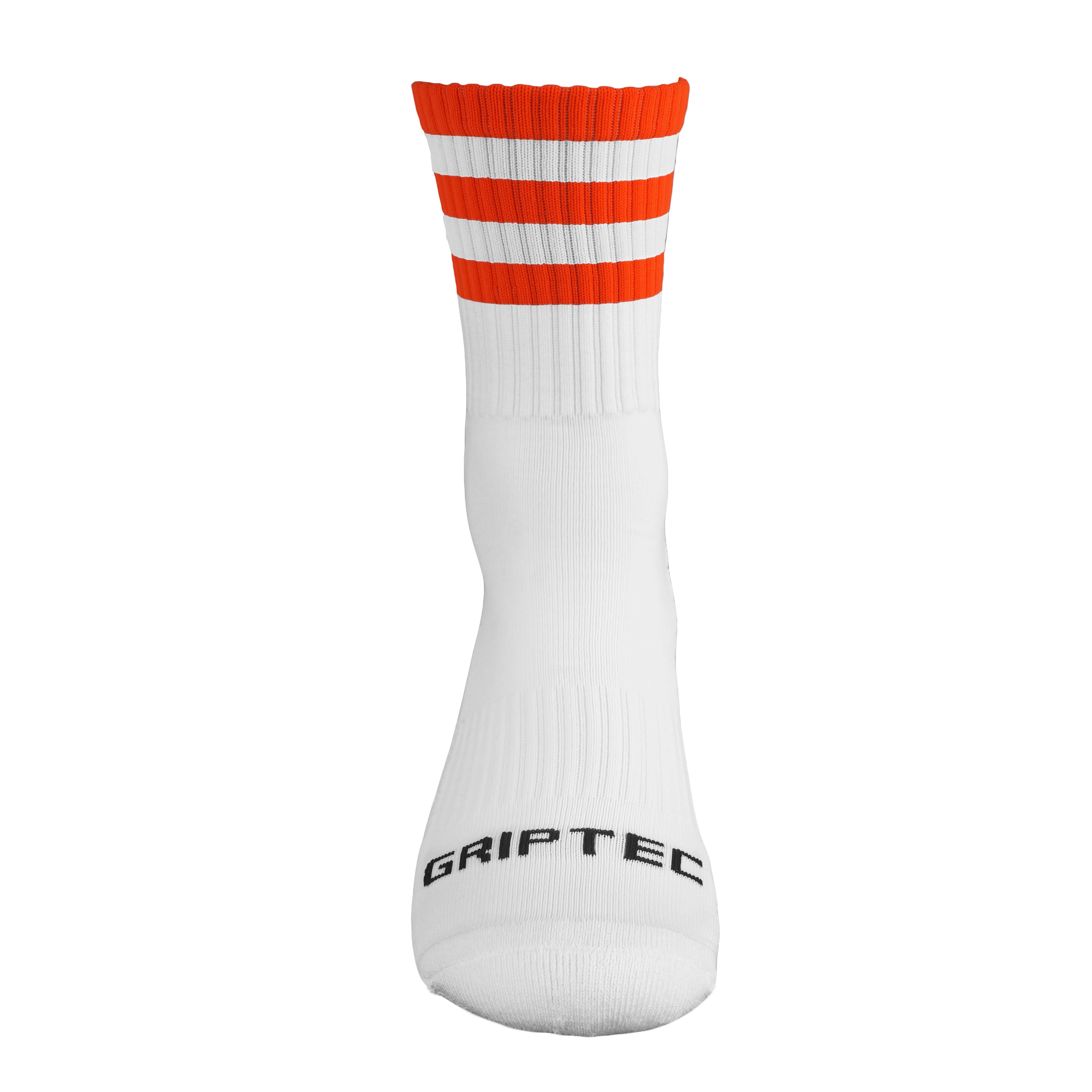 GRIPTEC Grip Socks – Orange & White Gaelic Games socks front view