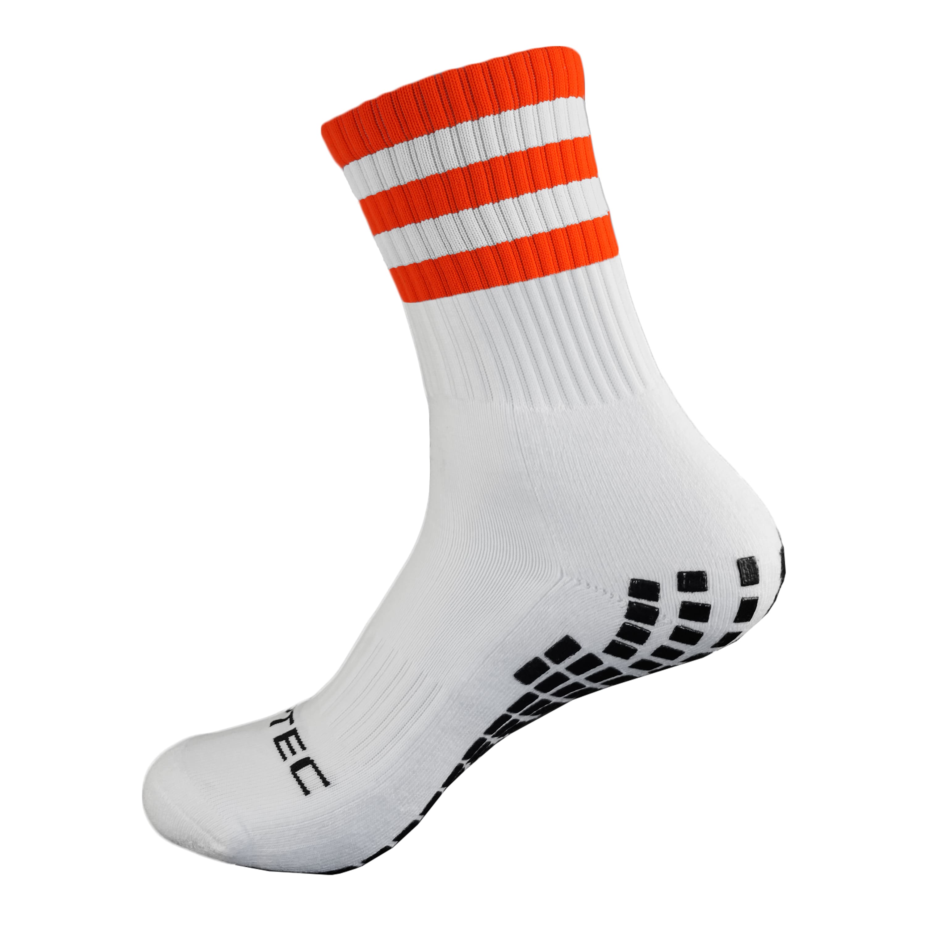 GRIPTEC Grip Socks – Orange & White Gaelic Games socks side view