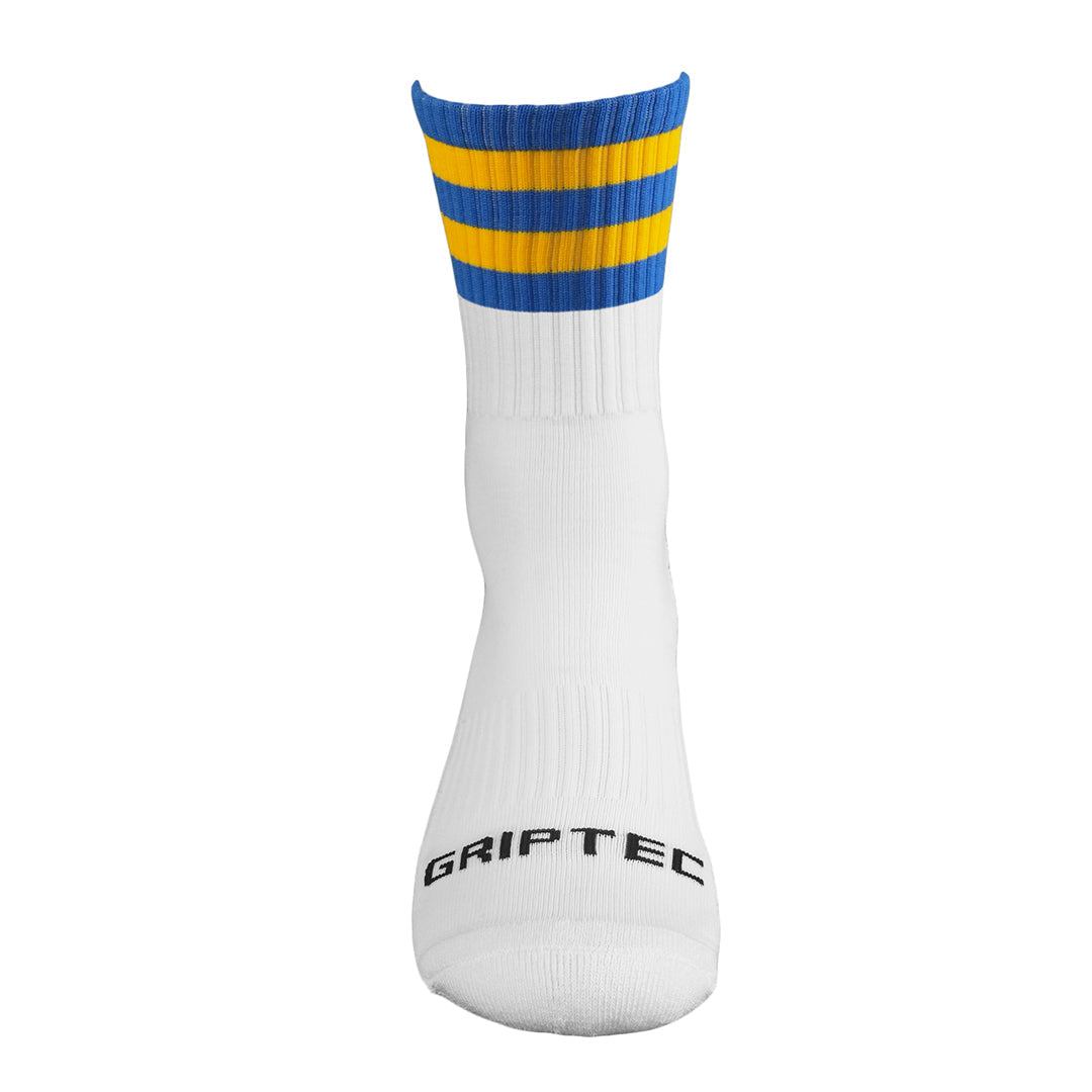 GRIPTEC Grip Socks in blue and gold, front view