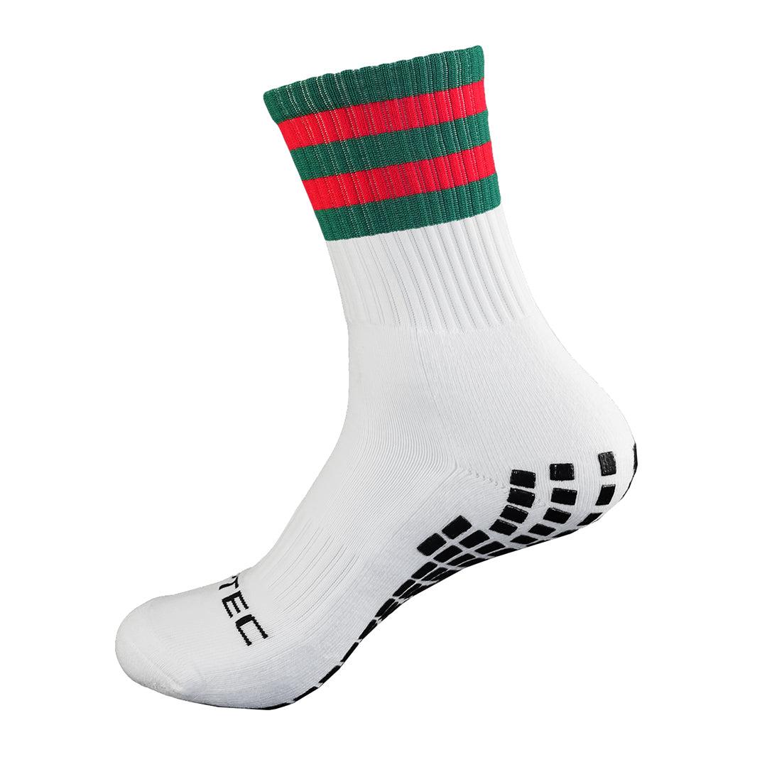 GRIPTEC Grip Socks in green and red, side view