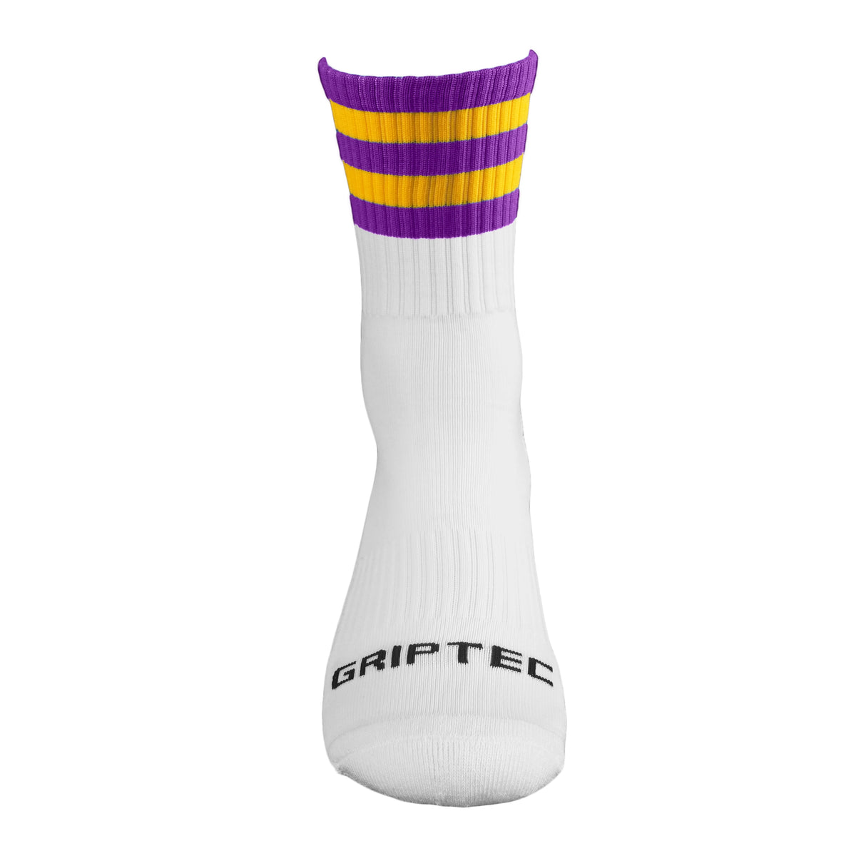 GRIPTEC Grip Socks in purple and yellow, front view