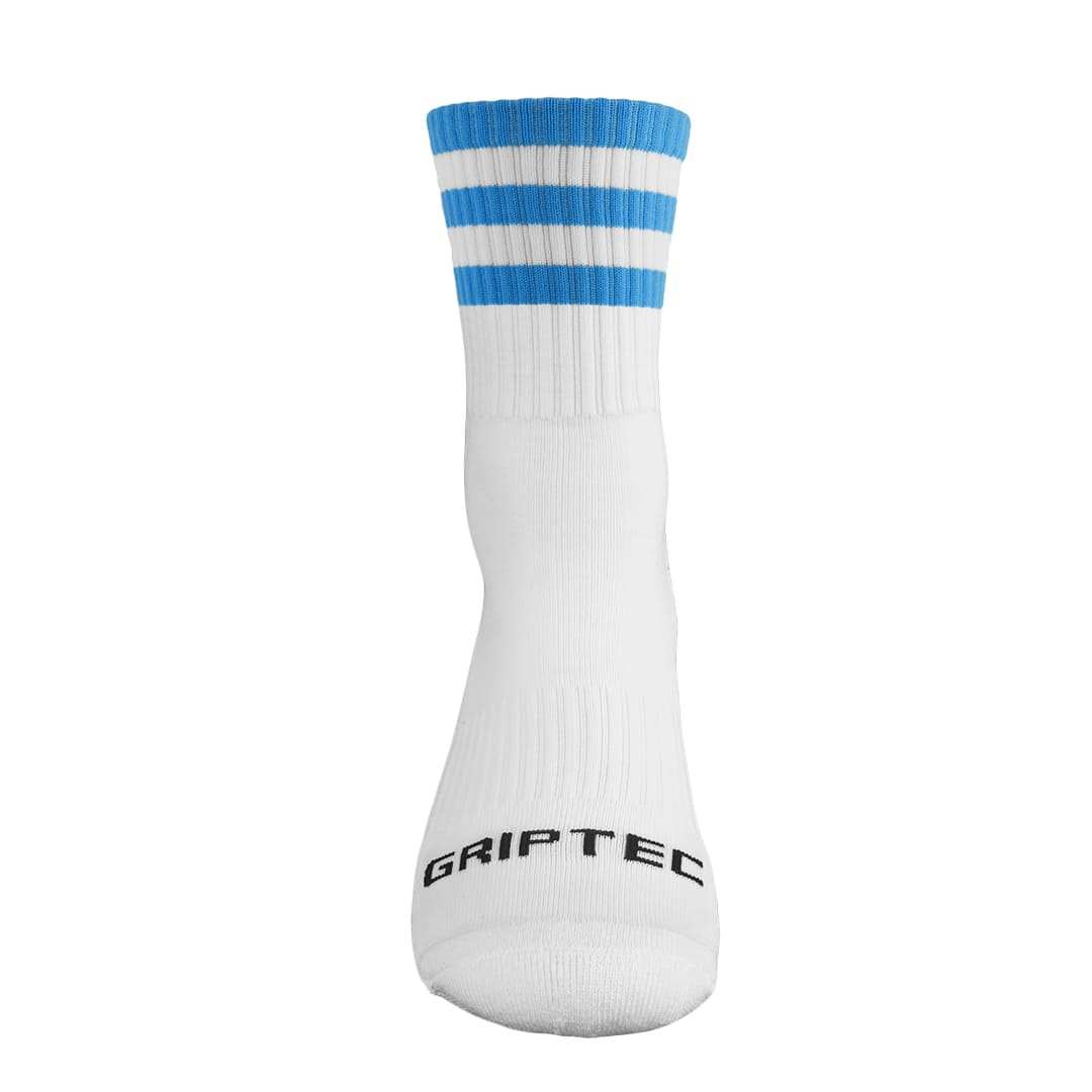 GRIPTEC Grip Socks in sky blue and white, front view