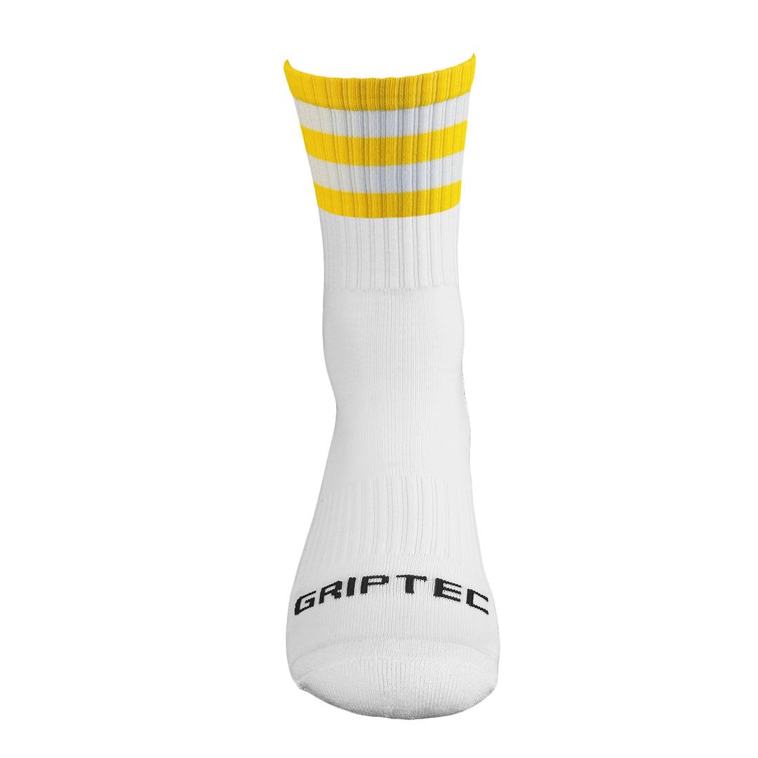 GRIPTEC Grip Socks in yellow and white, front view