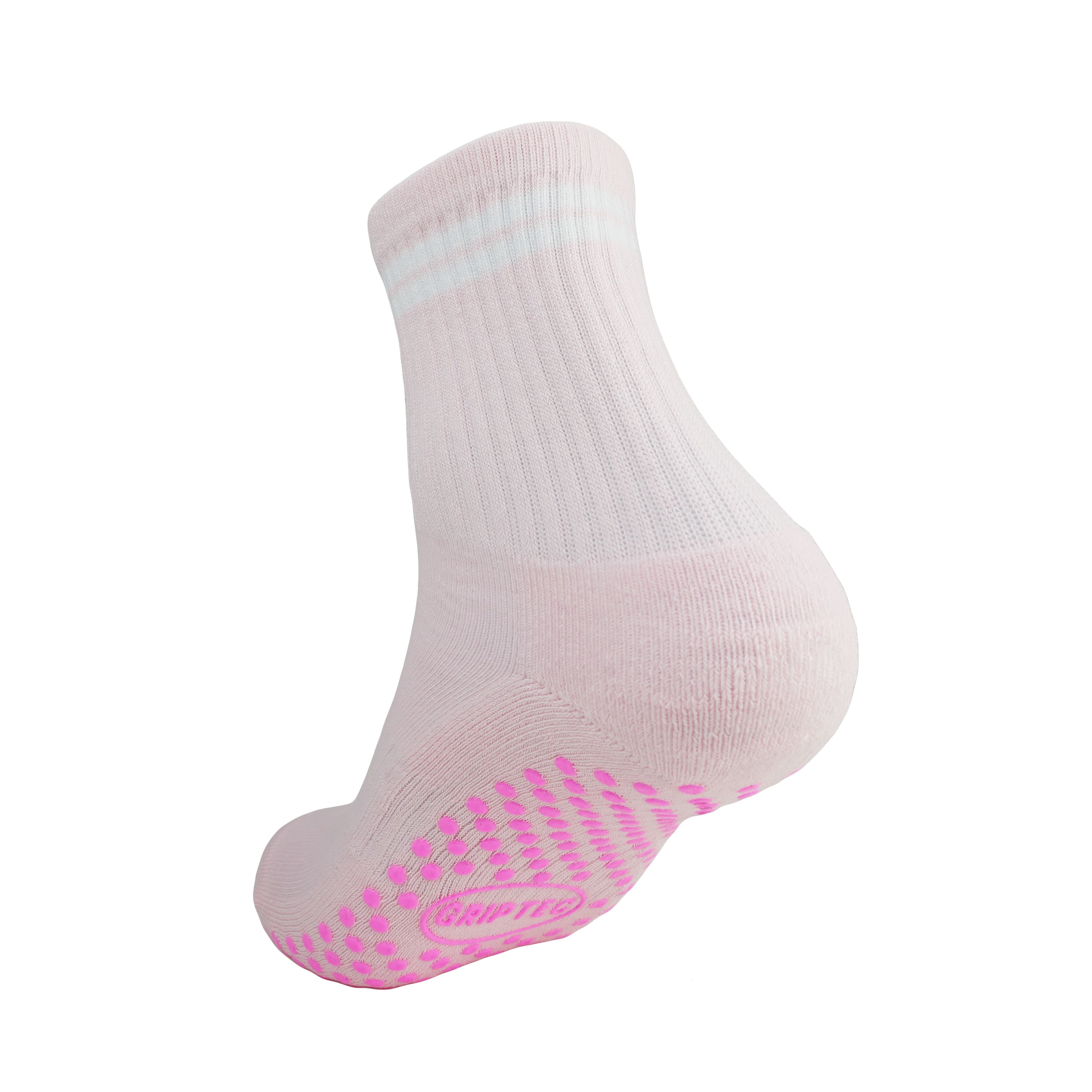 GRIPTEC Grip Socks – Pink & White Pilates/Yoga socks back view