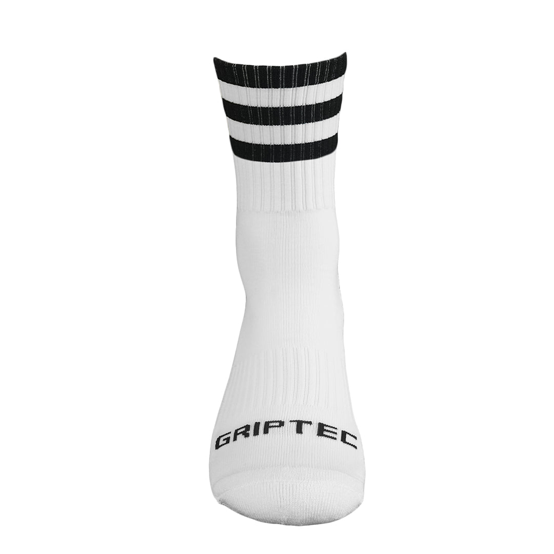 Griptec black and white gaelic games grip socks front view