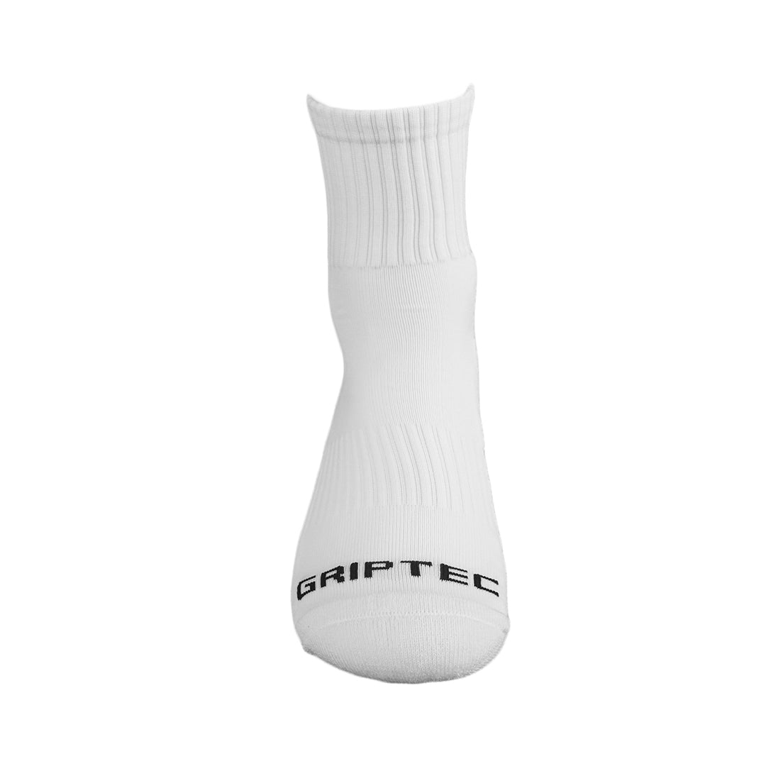 Griptec half length grip socks white front view