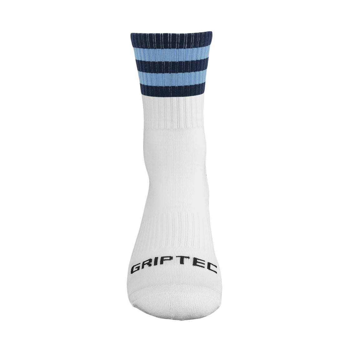 Griptec navy and blue gaelic games grip socks front view