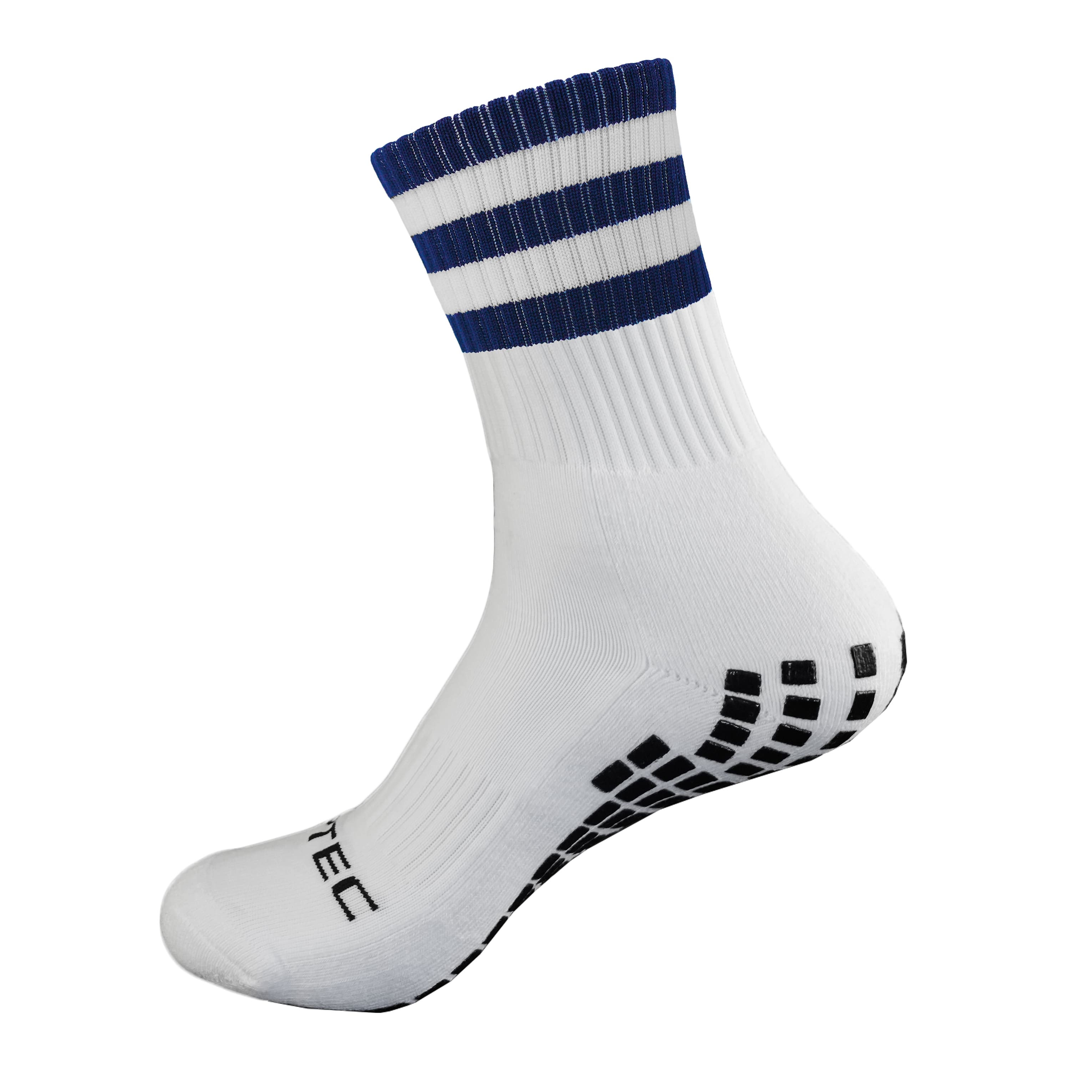 Griptec navy and white gaelic games grip socks side view