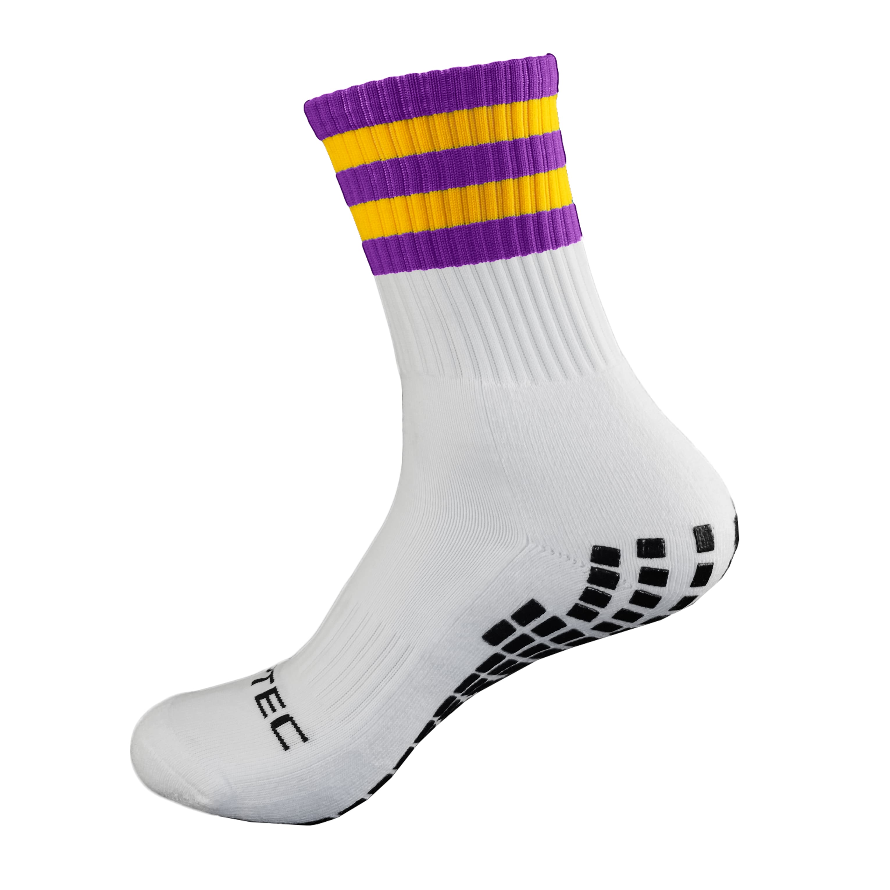 GRIPTEC Grip Socks – Purple & Yellow Gaelic Games socks side view