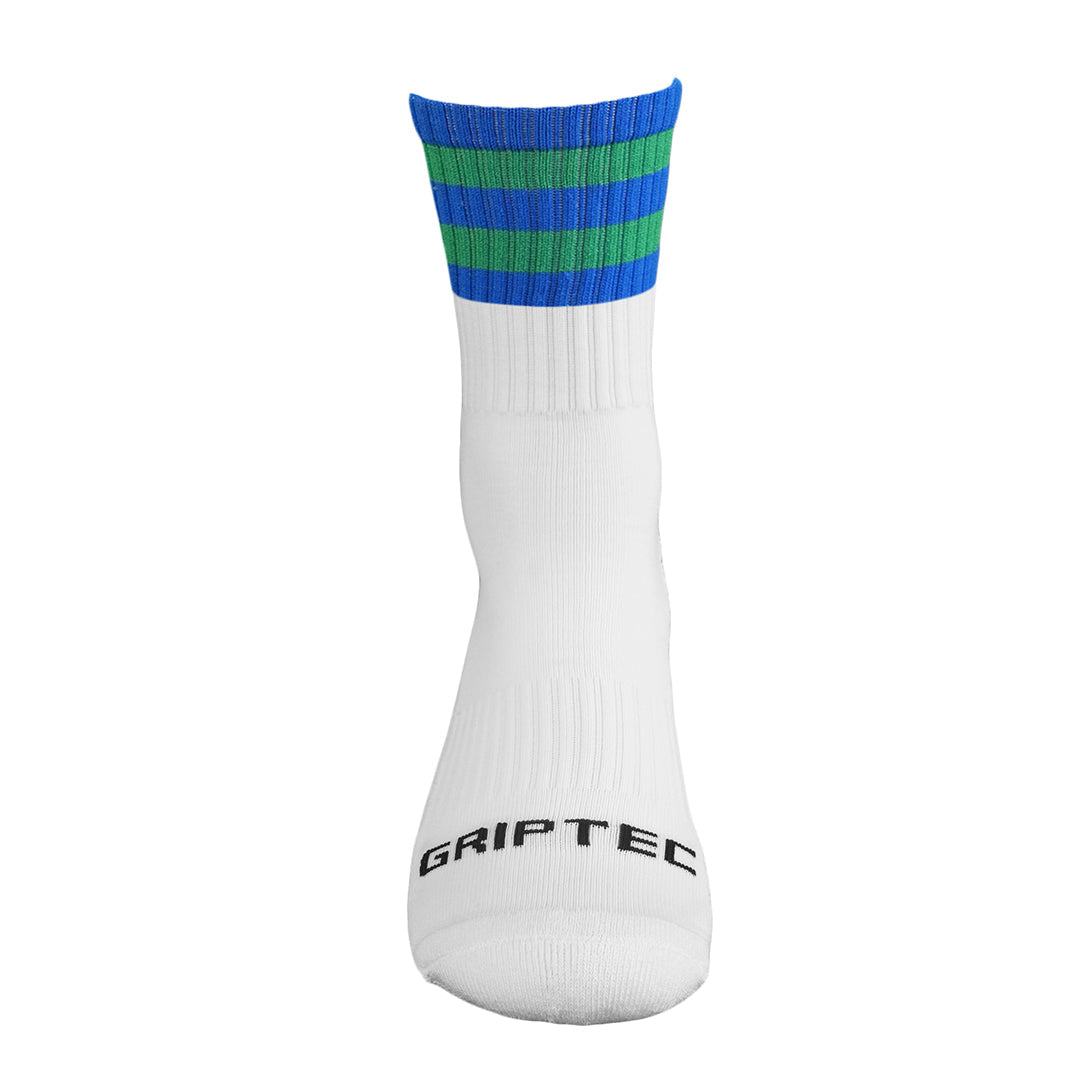 GRIPTEC Grip Socks in blue and green, front view