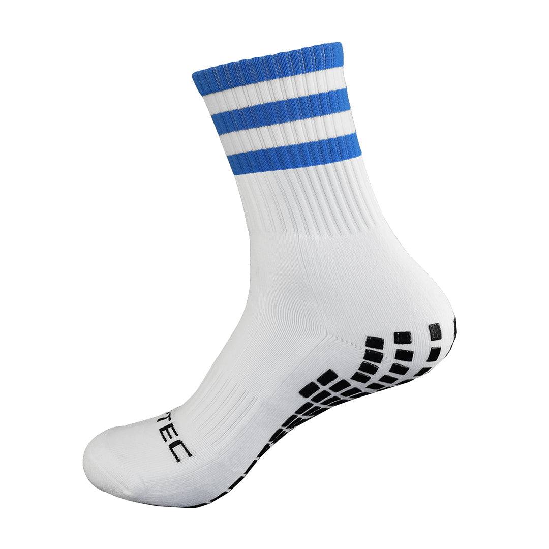 GRIPTEC Grip Socks in blue and white, side view