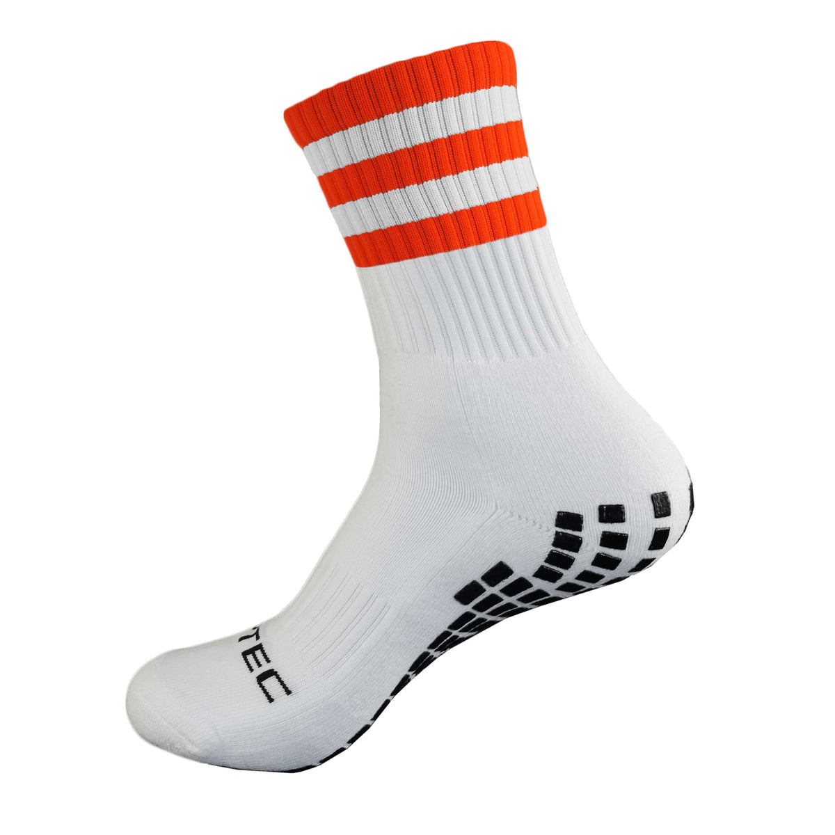 GRIPTEC Grip Socks in orange and white, side view
