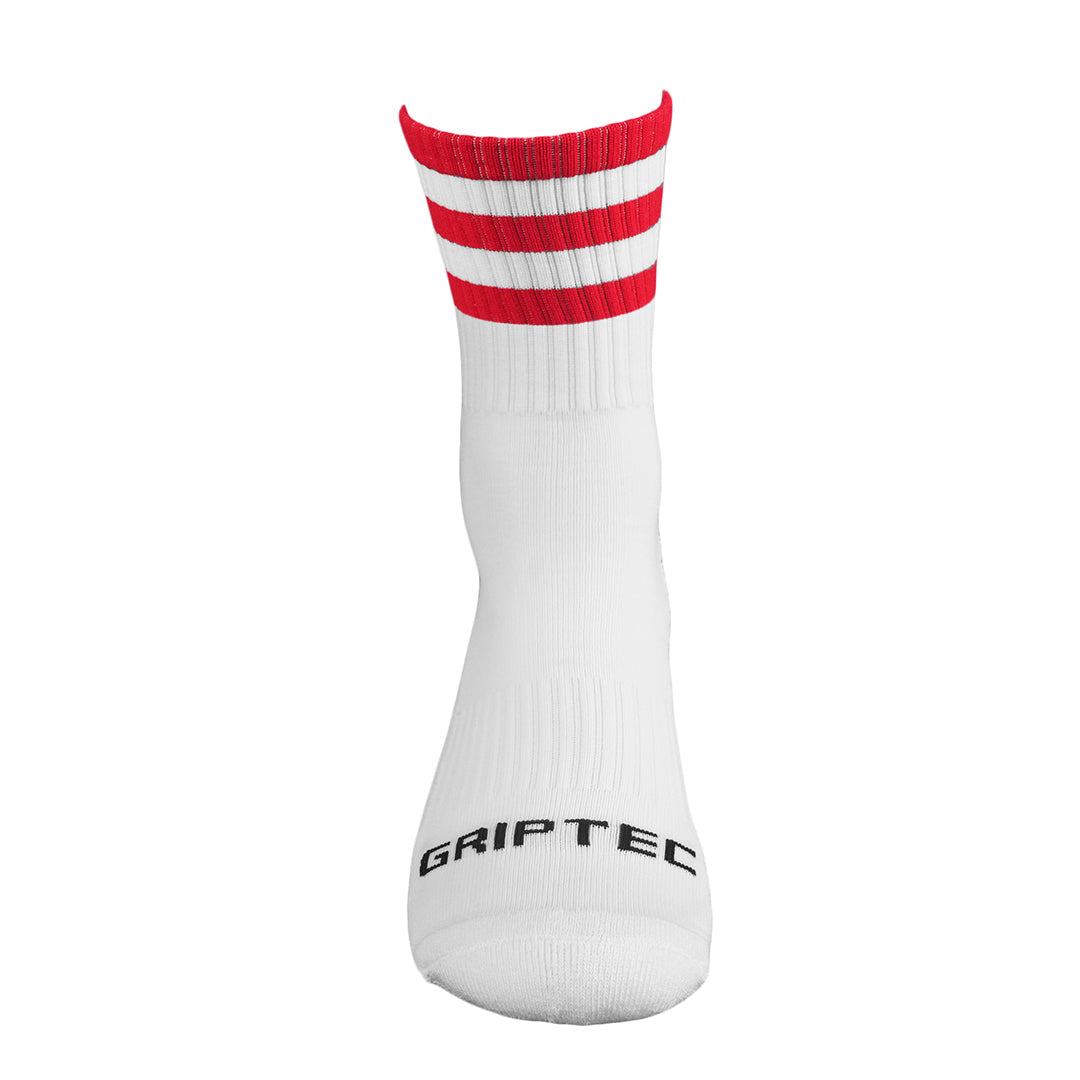 GRIPTEC Grip Socks in red and white, front view