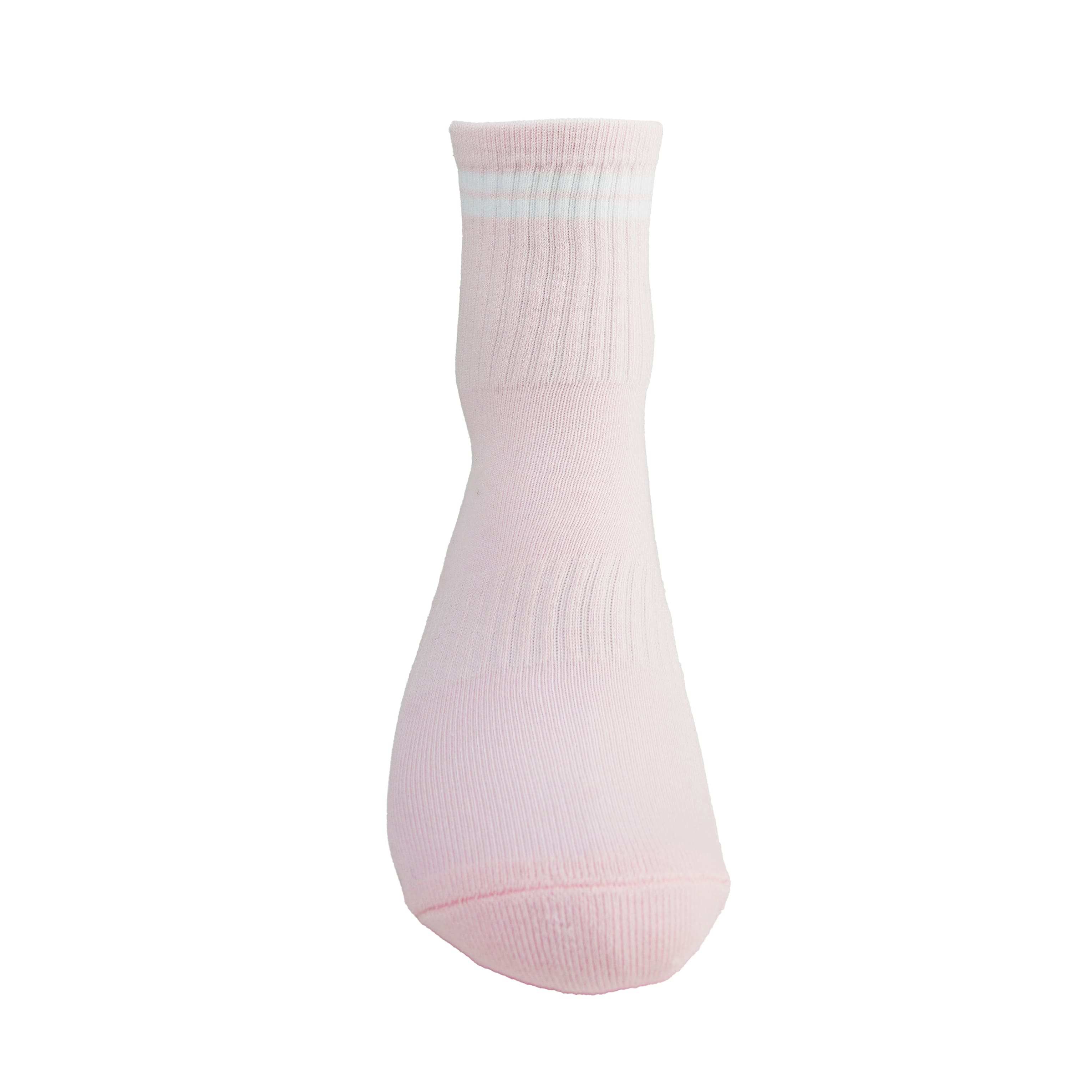Pink and white GRIPTEC pilates grip socks, front view