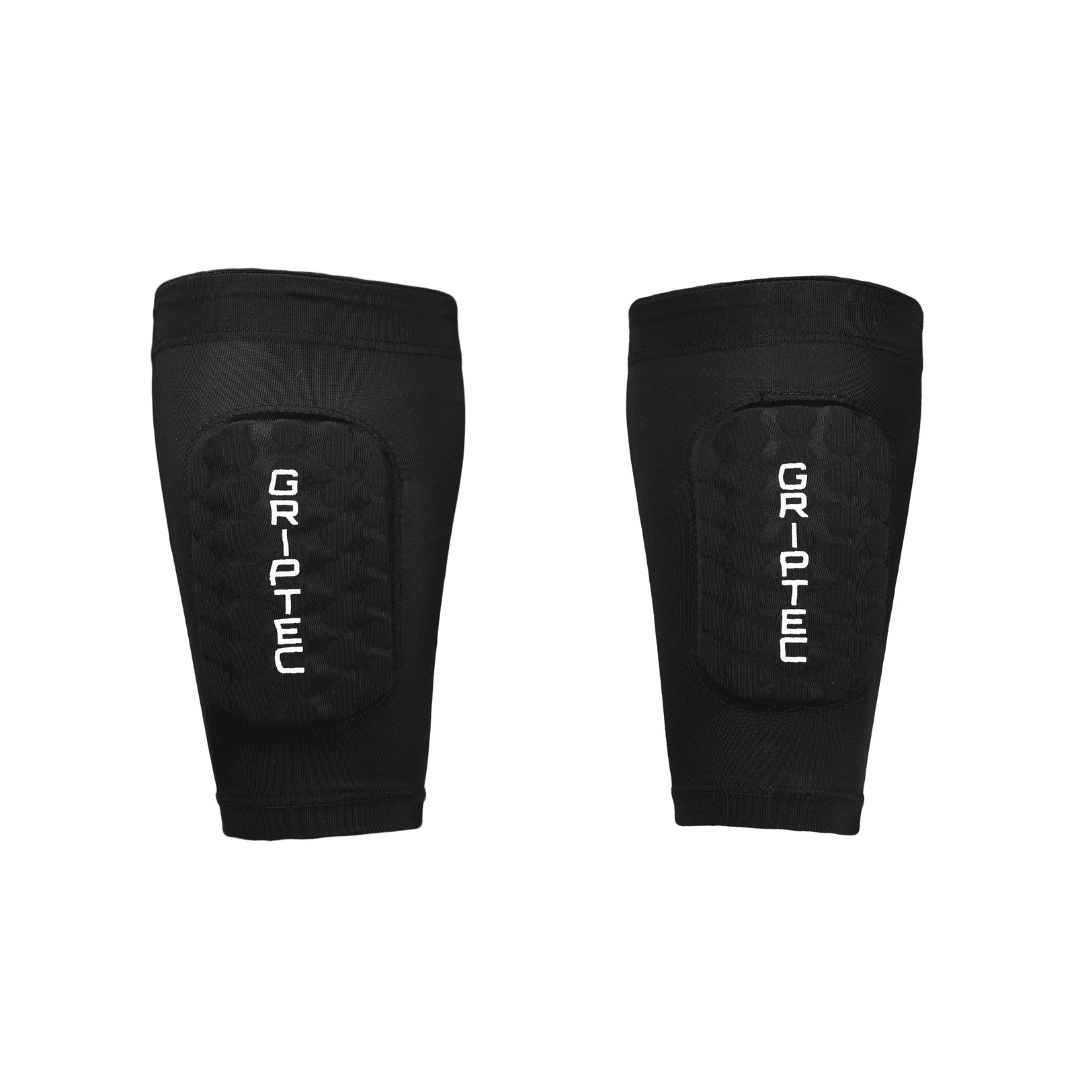 Black GRIPTEC shin pad sleeve, size small, front view